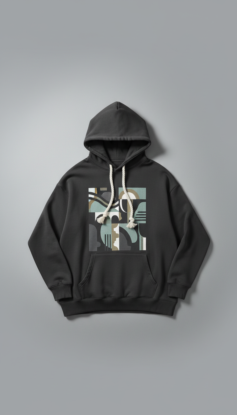 Oversized charcoal graphic hoodie